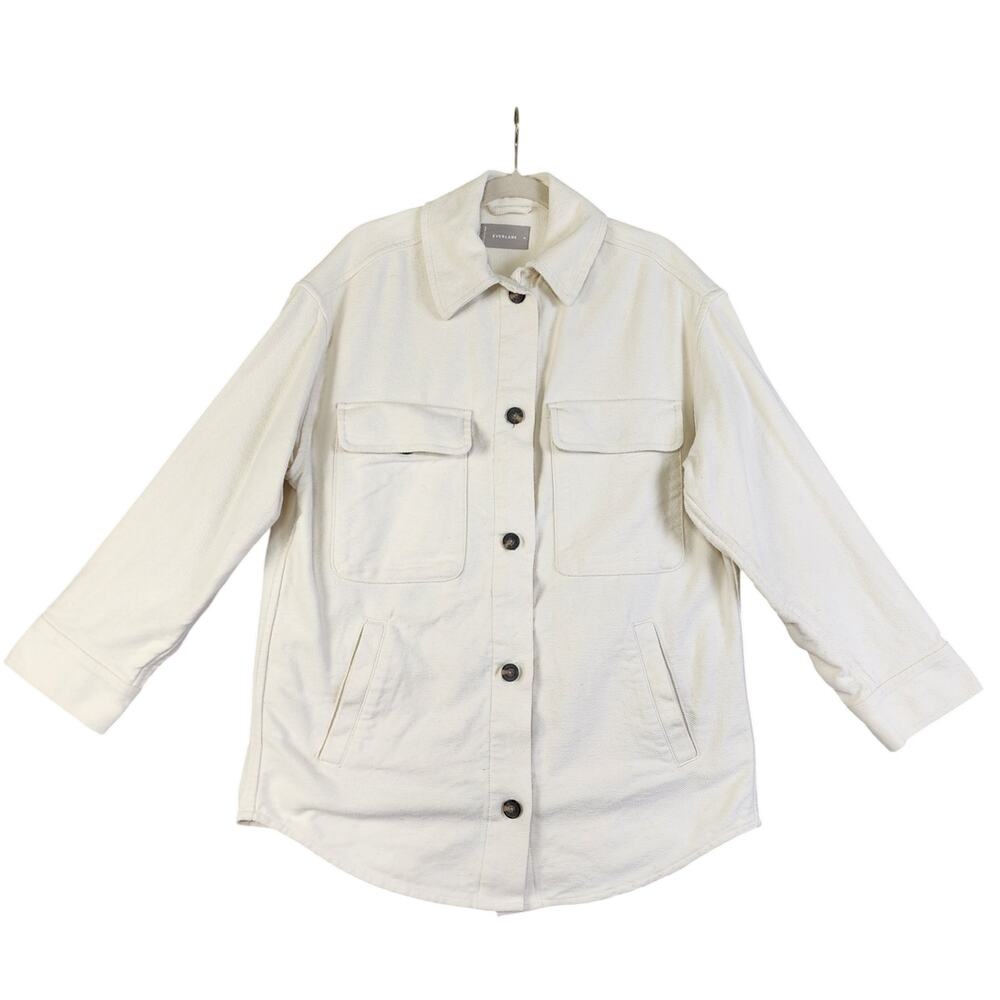 Everlane Off-White Button-Down Utility Shirt Jacket